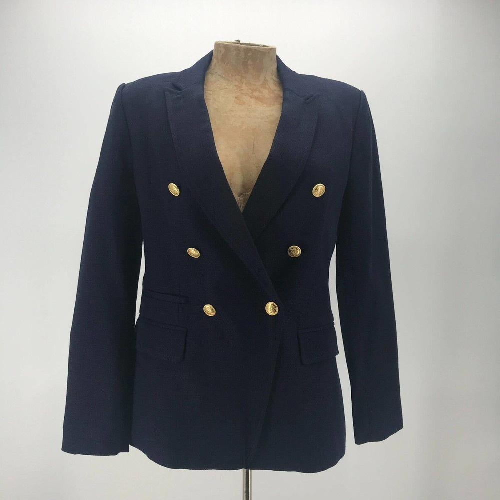 Banana Republic Navy Double-Breasted Blazer with Gold Buttons